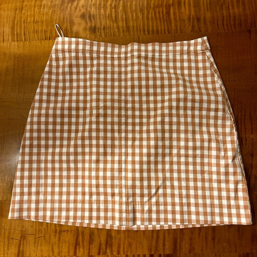 J. Crew Gingham Mini Skirt in Tan and White